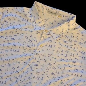 Peter Millar Men's XL Featherweight UPF 50+ Summer Theme Short Sleeve Golf Polo